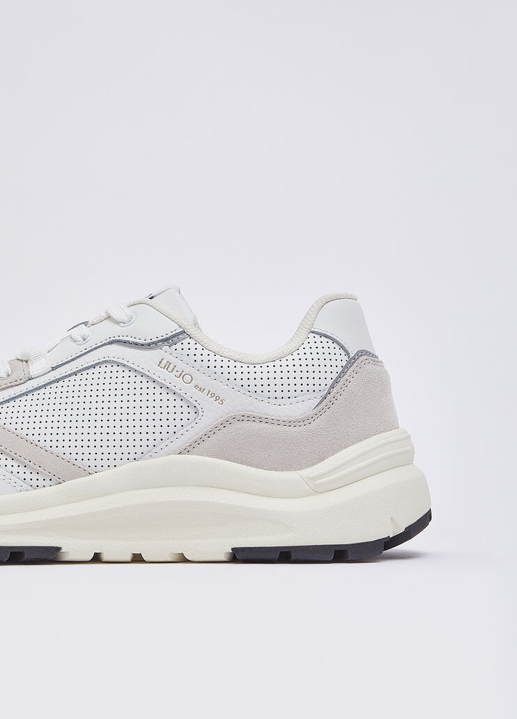 Sneakers pour hommes en cuir ajour&eacute; blanc et gris Liu Jo - medium