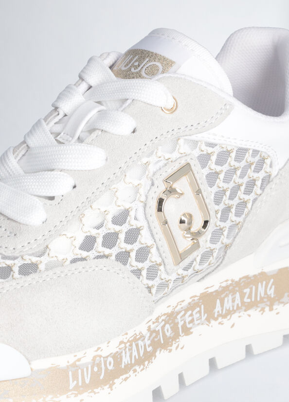 Plateau-Sneaker aus Lurex®-Mesh Farbe Weiß | Liu Jo