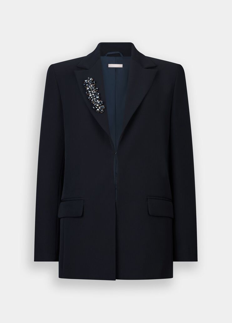 Long jacket with bejewelled embroidery navy blue Liu Jo - large image number 6 Long jacket with bejewelled embroidery navy blue Liu Jo - large image number 6