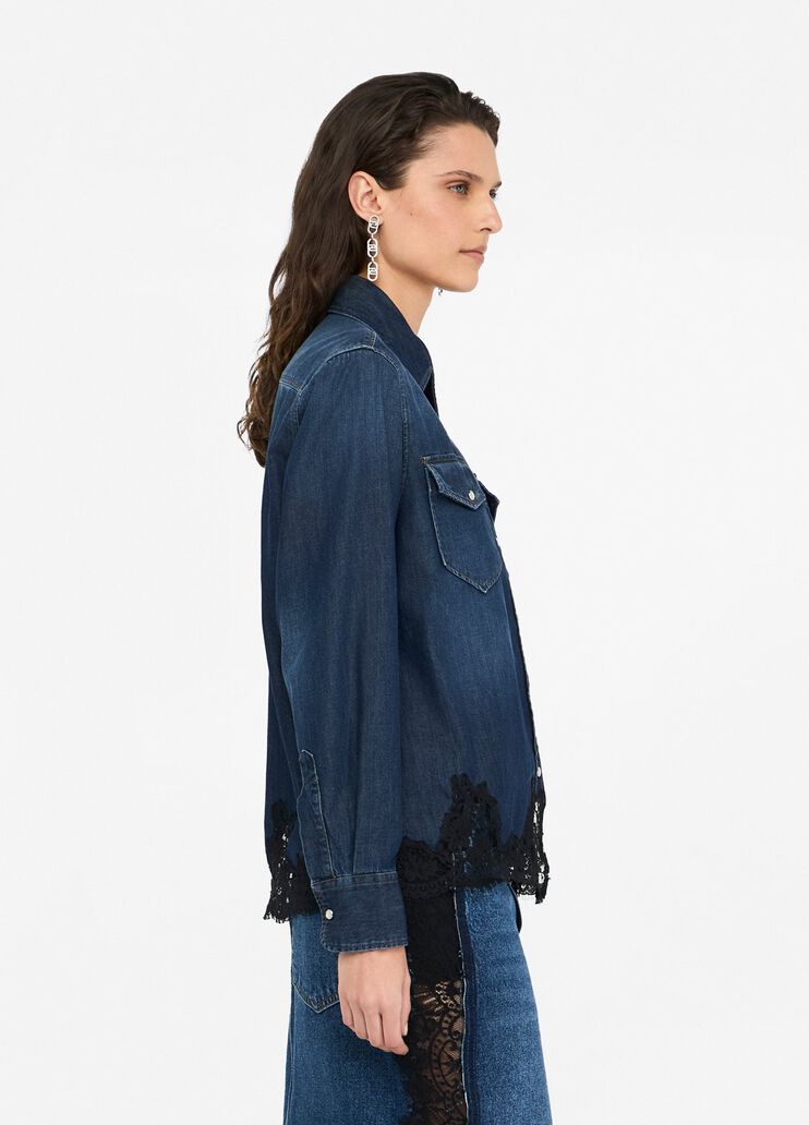 Chemise en toile denim avec dentelle denim bleu foncé Liu Jo - large image number 3 Chemise en toile denim avec dentelle denim bleu foncé Liu Jo - large image number 3