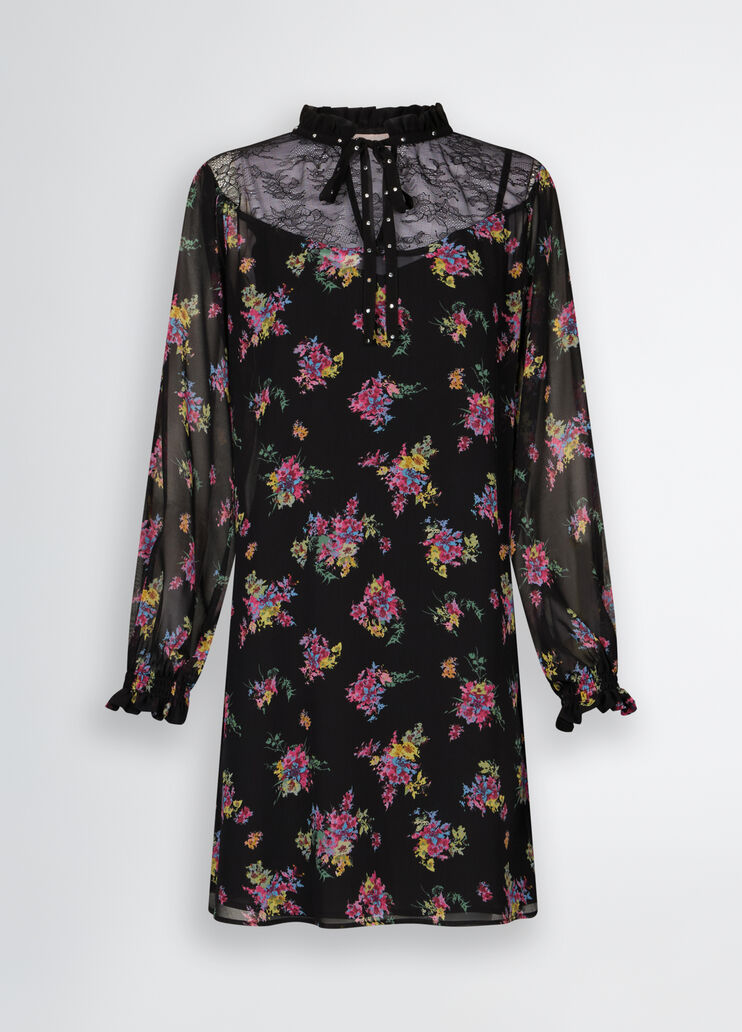 Floral georgette dress black floral print Liu Jo - large image number 6 Floral georgette dress black floral print Liu Jo - large image number 6