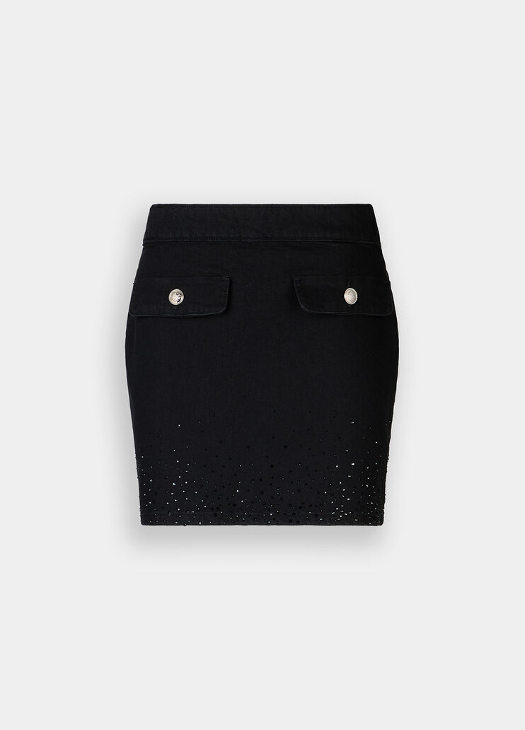 Minirock aus Denim mit Strass Denim-Schwarz Liu Jo - large image number 4 Minirock aus Denim mit Strass Denim-Schwarz Liu Jo - large image number 4