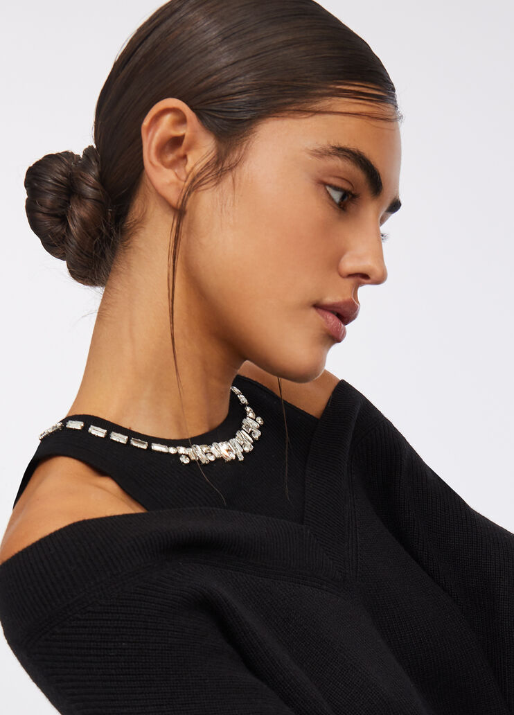 Jumper with bejewelled embroidery black Liu Jo - large image number 3