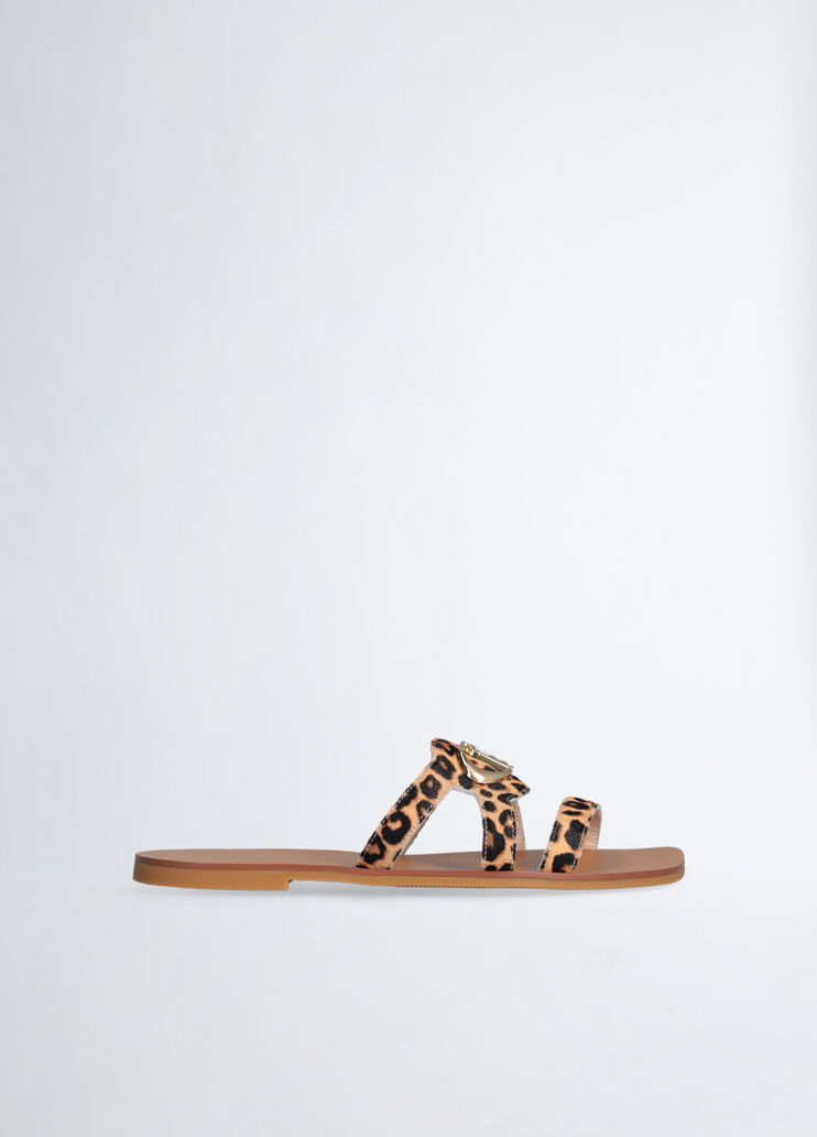 Flat pony hair sandals animal print Liu Jo - medium Flat pony hair sandals animal print Liu Jo - medium