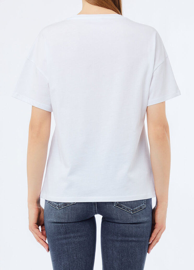 T-Shirt mit Stickerei und Strass Wei&szlig; Liu Jo - medium