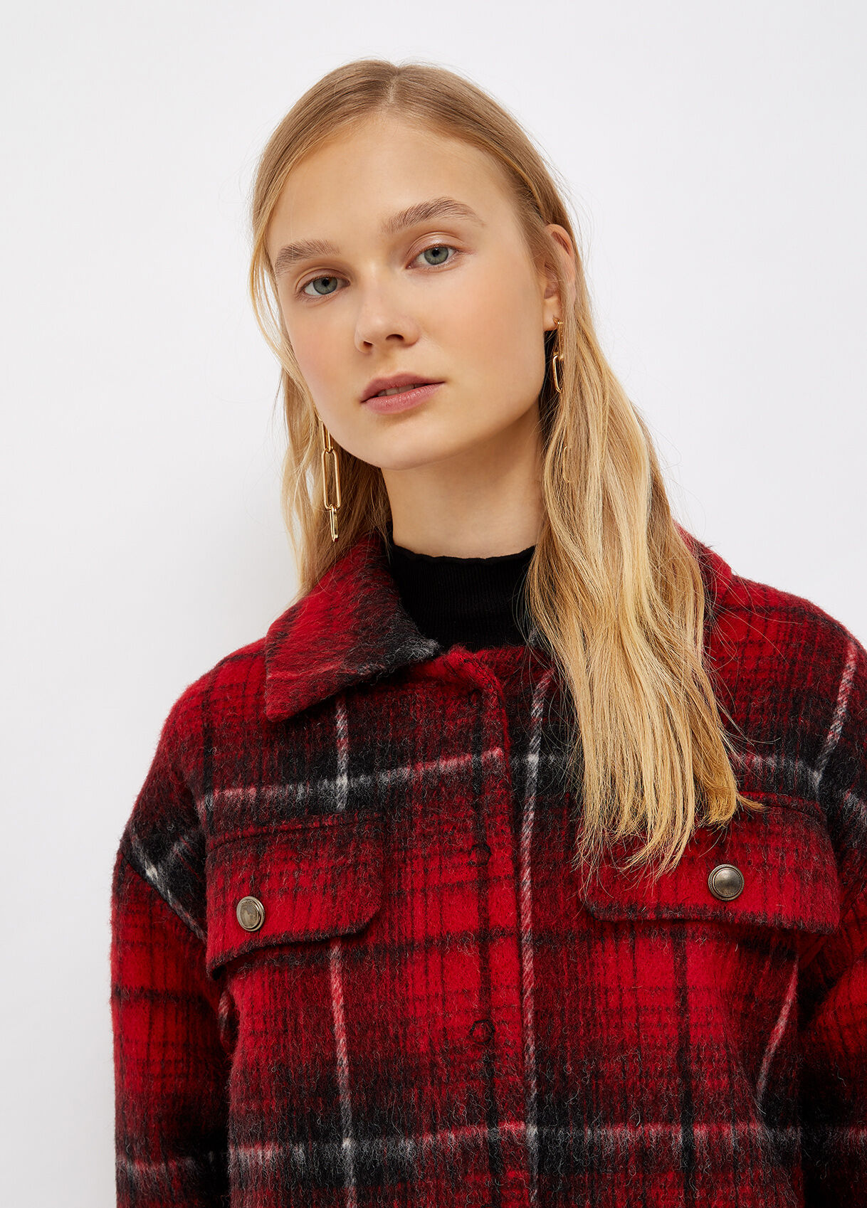 tartan wool coat