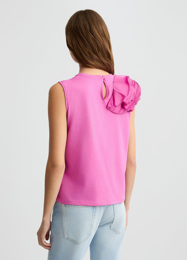 Peony pink T-shirt with flounced detailing  pink Liu Jo - large image number 1 Peony pink T-shirt with flounced detailing  pink Liu Jo - large image number 1