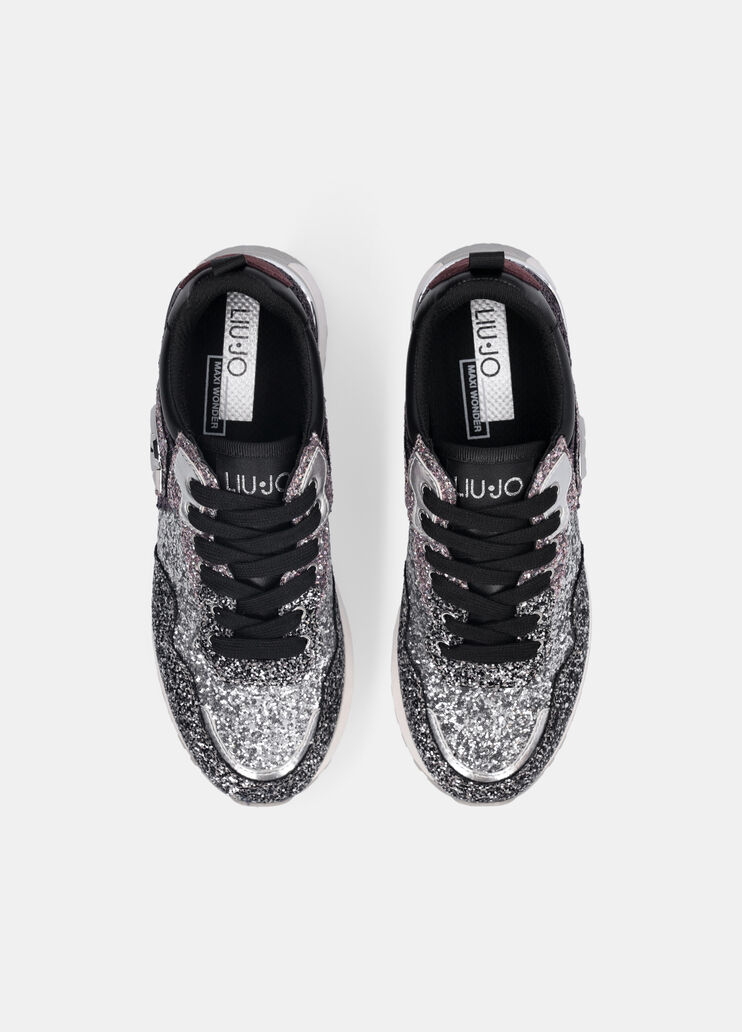Platform sneakers with full glitter silver Liu Jo - large image number 3 Platform sneakers with full glitter silver Liu Jo - large image number 3