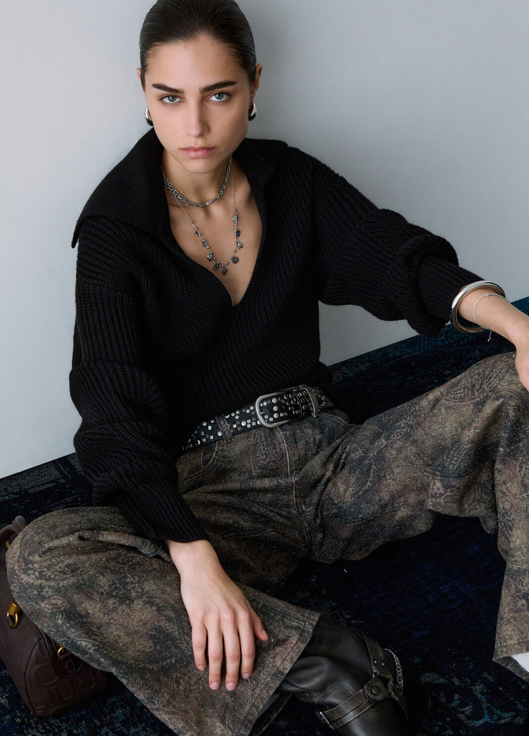 Maille en laine &agrave; lacets noir Liu Jo - large image number 2