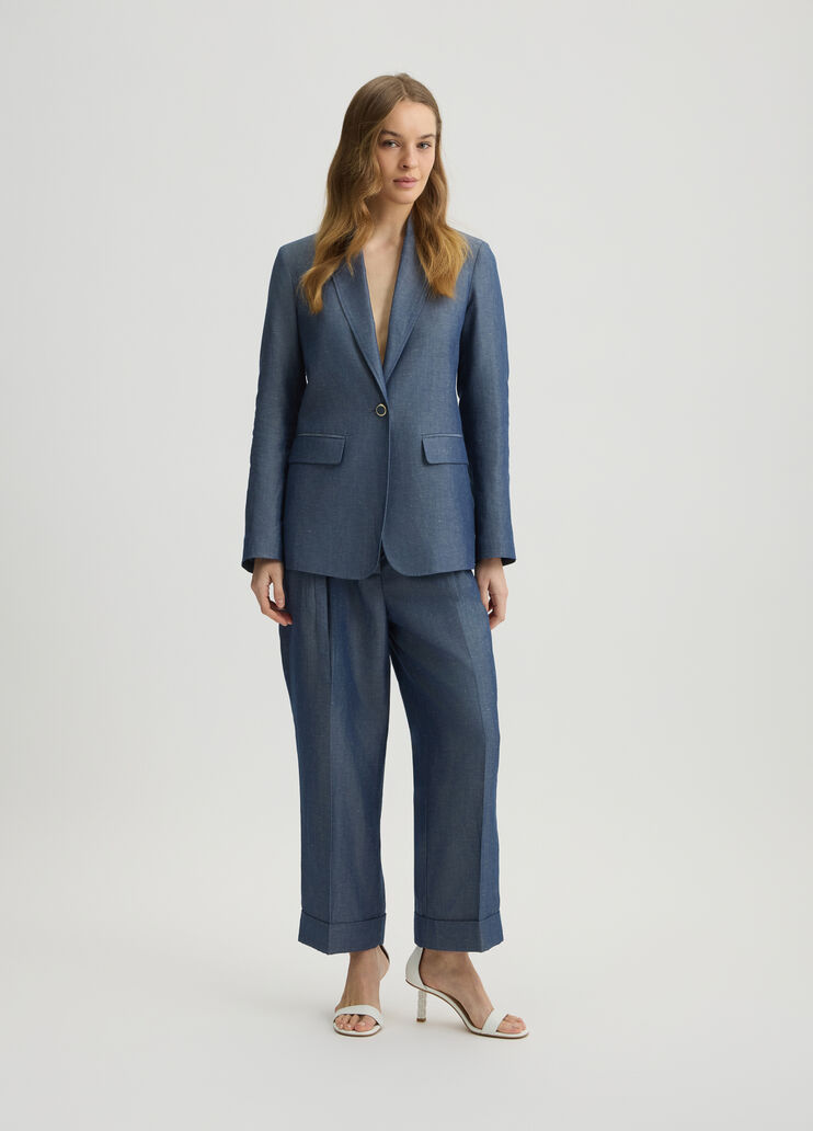 Linen blend blazer chambray blue Liu Jo - large image number 5 Linen blend blazer chambray blue Liu Jo - large image number 5