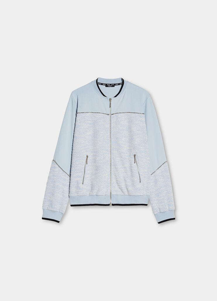 Felpa con dettagli jacquard azzurro Liu Jo - large image number 4