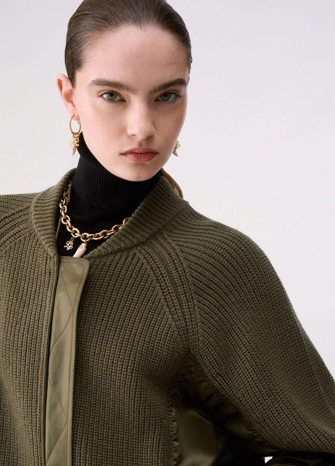 Knit Bomber with Nylon Inserts green Liu Jo - large image number 4