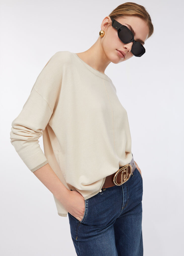 Pullover mit Lurex®-Details Hellbeige Liu Jo - medium