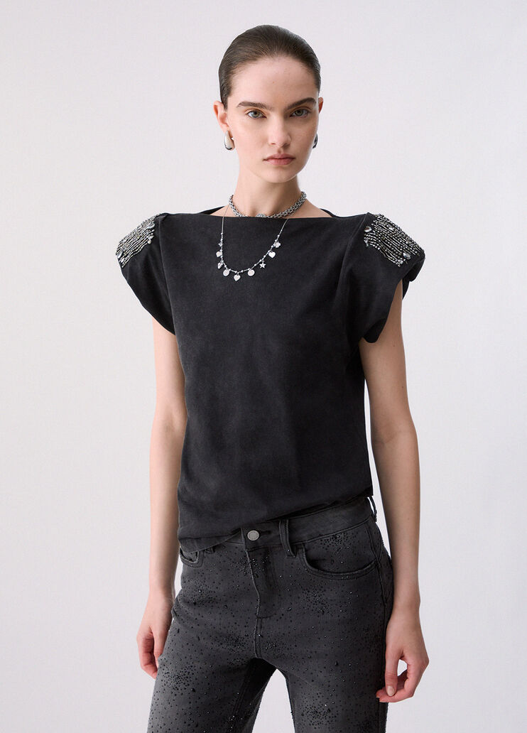 Embroidered Jersey Top grey Liu Jo - medium