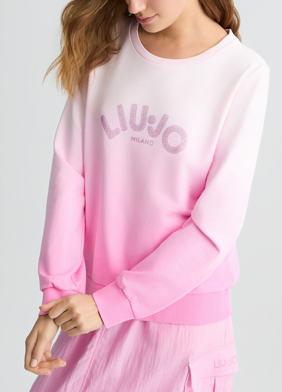 Sweatshirt with rhinestones pink Liu Jo - large image number 3