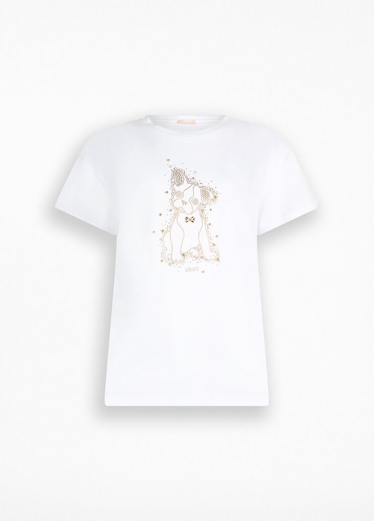 Camiseta con strass blanco Liu Jo - large image number 6