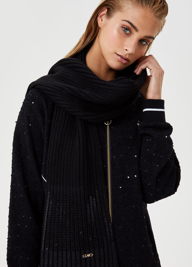 Scarf with sequins Black Liu Jo - large image number 1