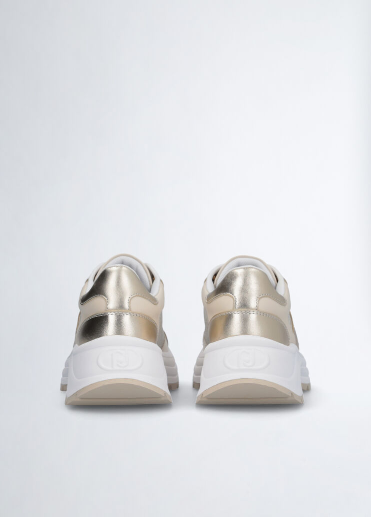 Leather and lurex sneakers gold-colour Liu Jo - large image number 5 Leather and lurex sneakers gold-colour Liu Jo - large image number 5