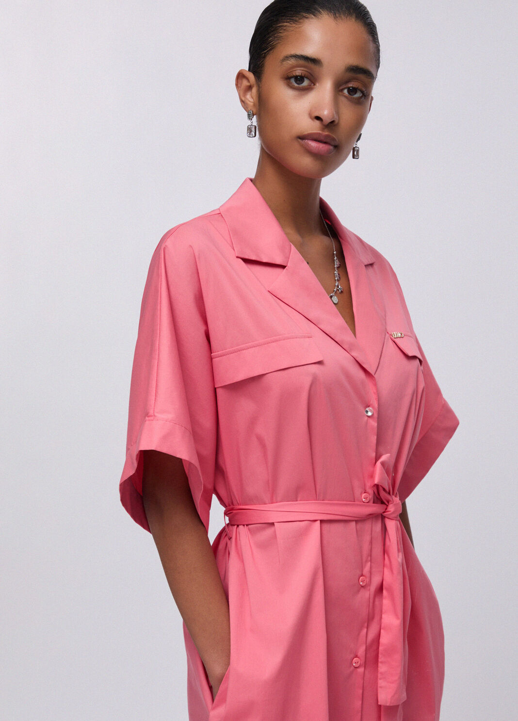 Hemdblusenkleid mit G&uuml;rtel Rosa Liu Jo - large image number 4