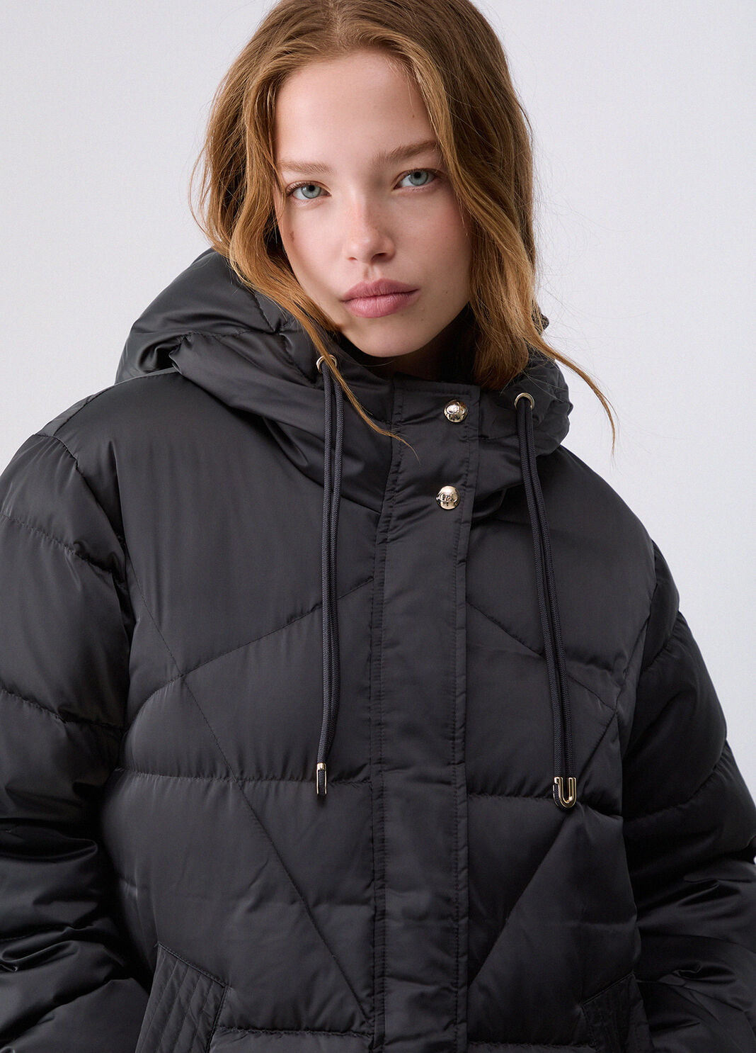 Long quilted down jacket with hood grey Liu Jo - large image number 4