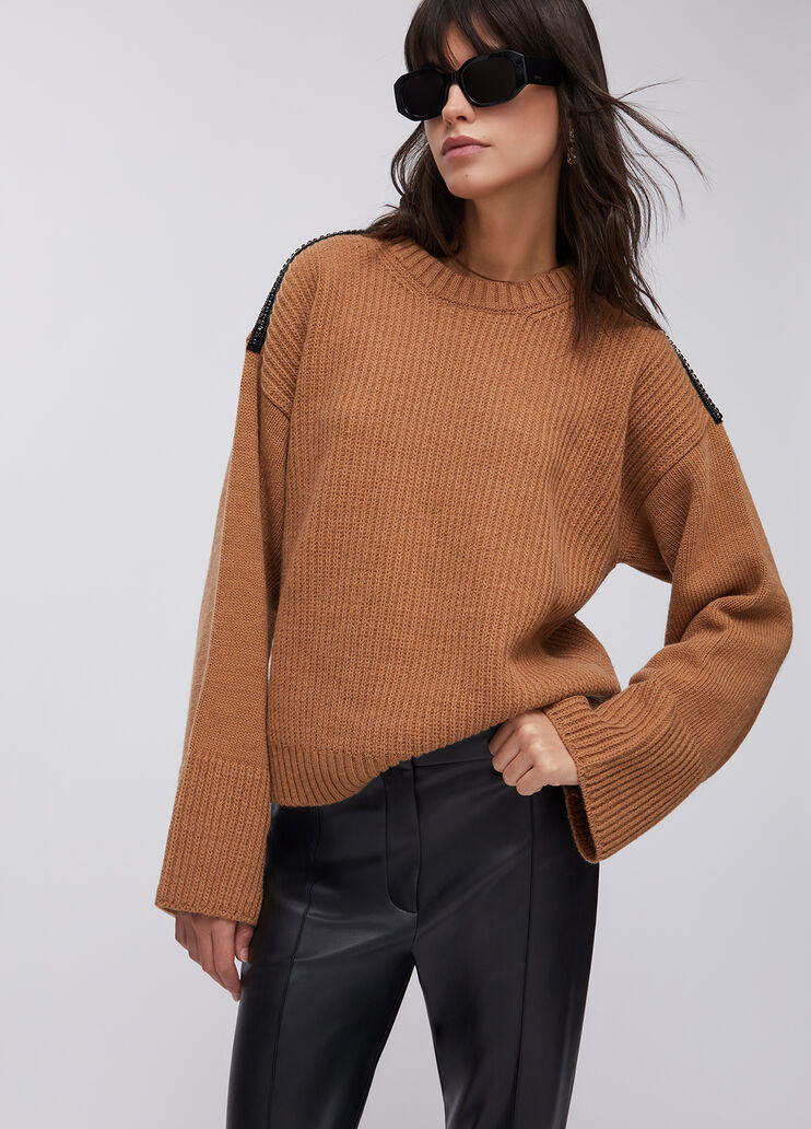 Pull en laine avec strass camel Liu Jo - medium