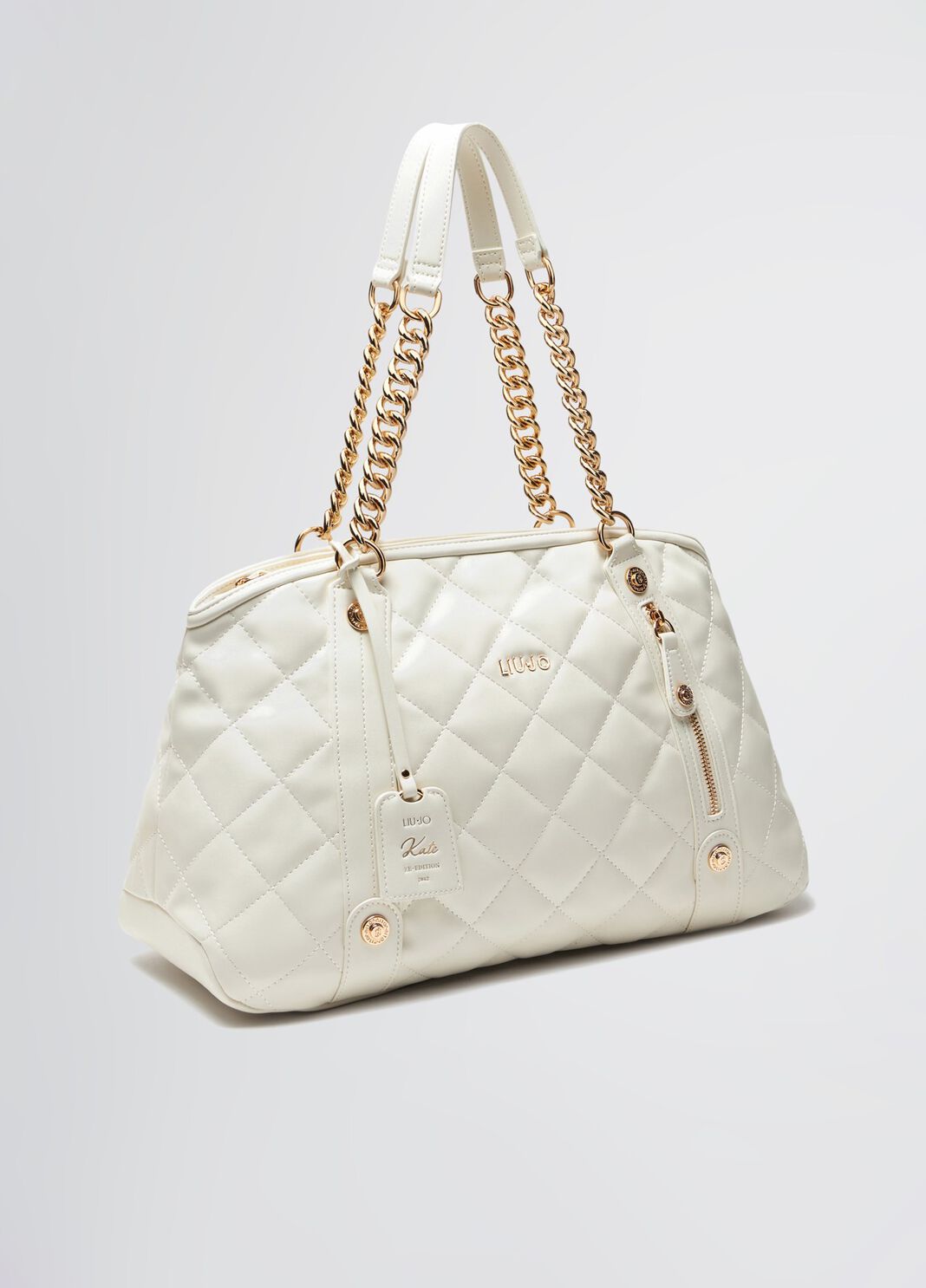 Medium quilted tote bag with charm cream Liu Jo - large image number 4