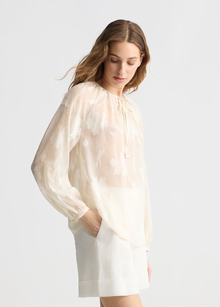 Floral lurex® blouse light beige Liu Jo - large image number 3 Floral lurex® blouse light beige Liu Jo - large image number 3