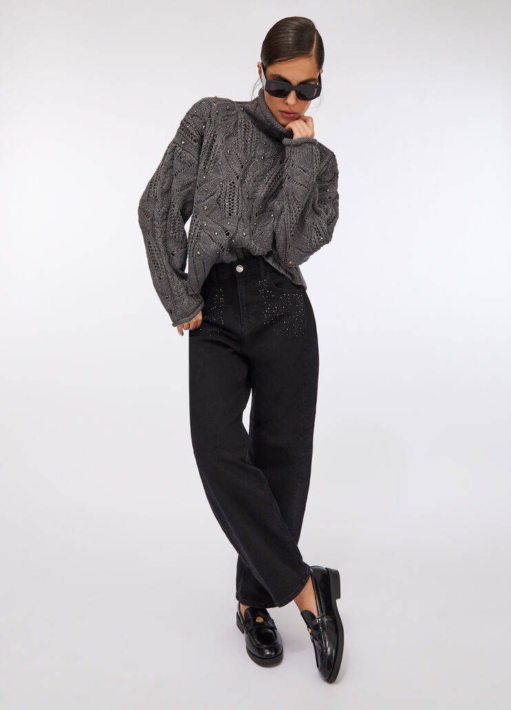 Jean boyfriend avec strass denim noir Liu Jo - medium