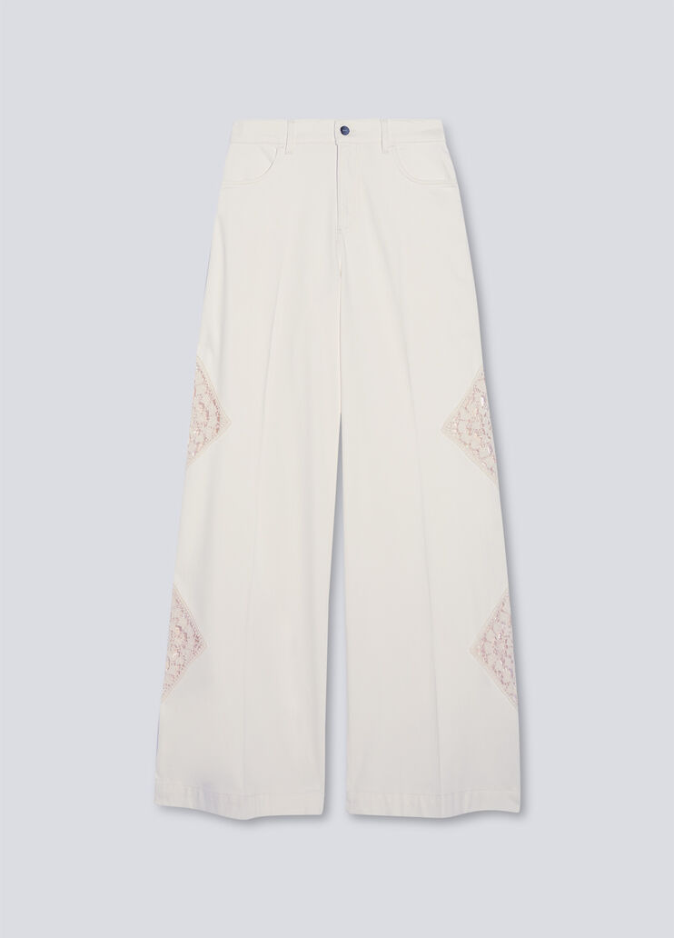 Wide eco-friendly jeans with lace white wool Liu Jo - large image number 4