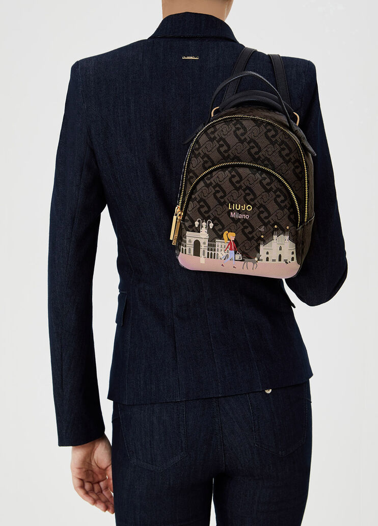 Backpack with city Brown Liu Jo - large image number 1