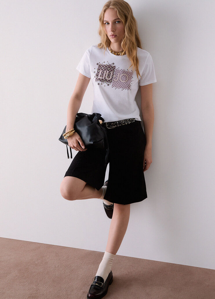 Logo T-shirt white/red Liu Jo - medium