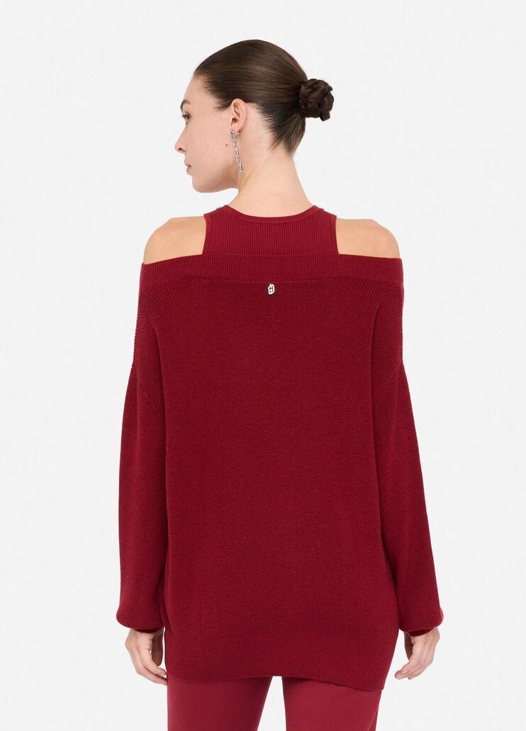 Jumper with bejewelled embroidery red Liu Jo - large image number 1 Jumper with bejewelled embroidery red Liu Jo - large image number 1