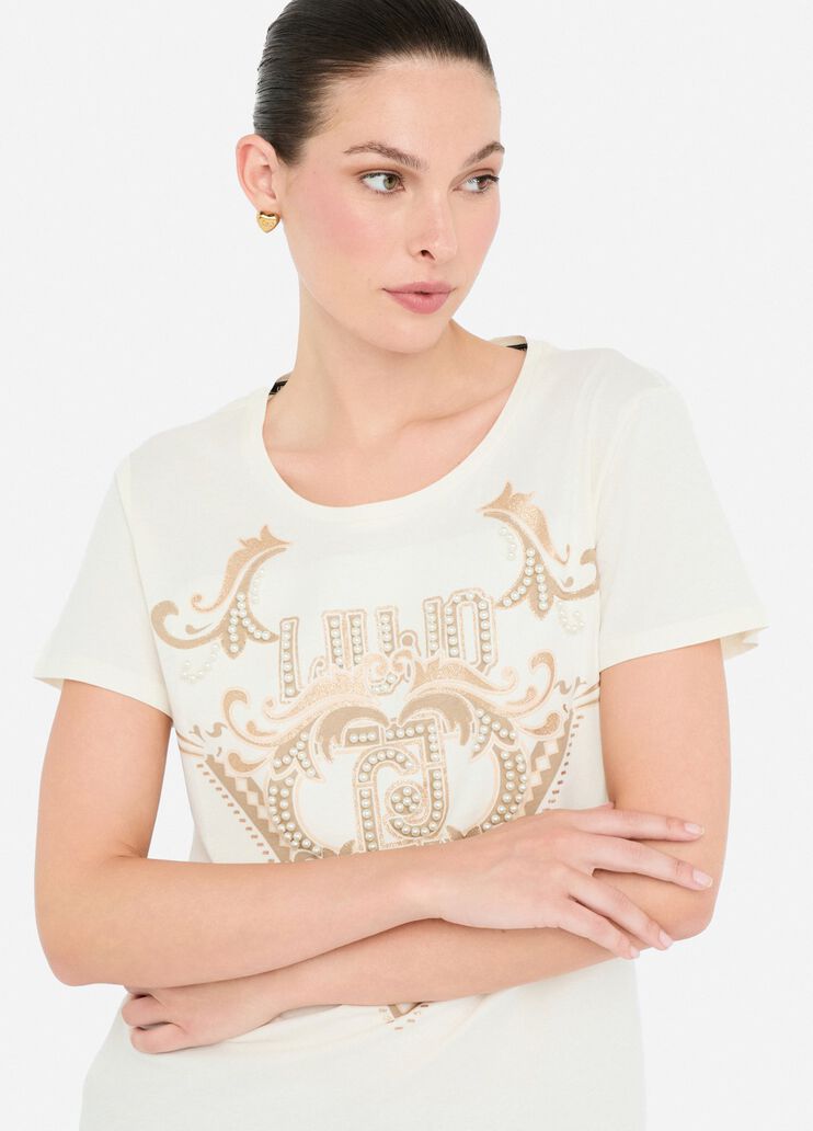 Cotton T-shirt white/print Liu Jo - large image number 2