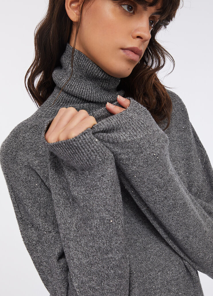 Pull à col roulé avec micro paillettes gris Liu Jo - large image number 3
