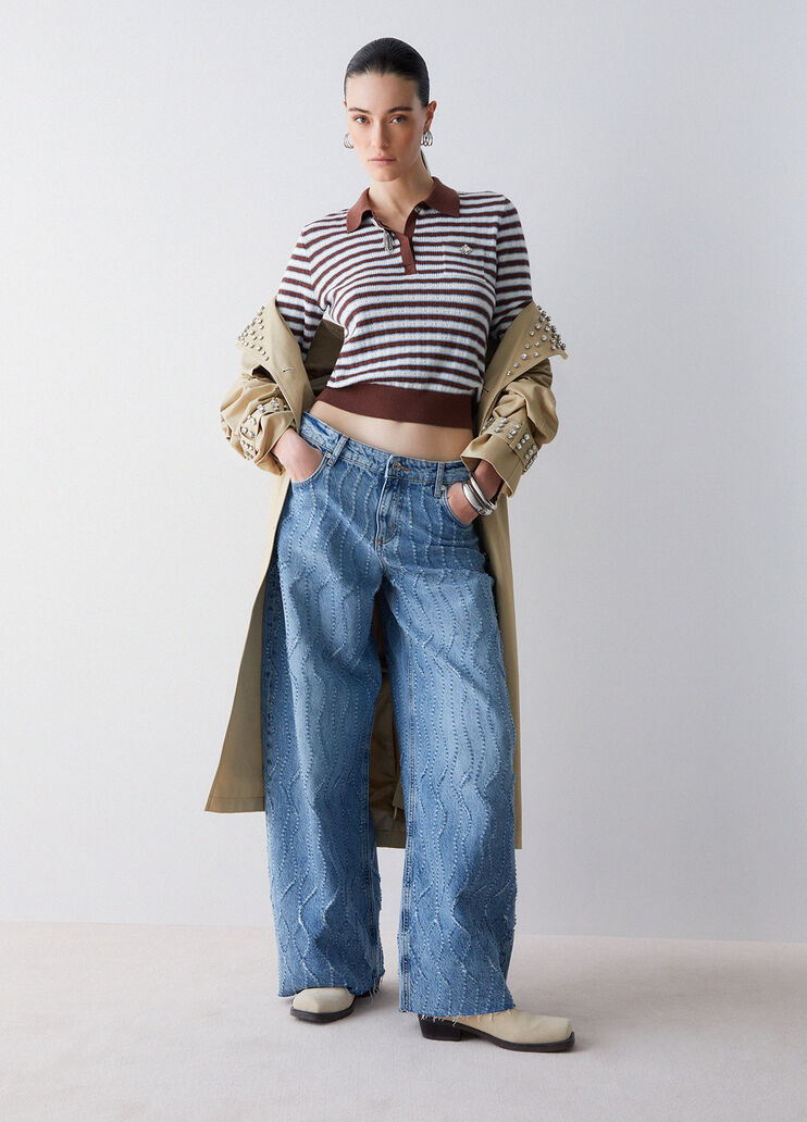 Gestreifter Pullover mit Schmuckdetails braun Liu Jo - medium