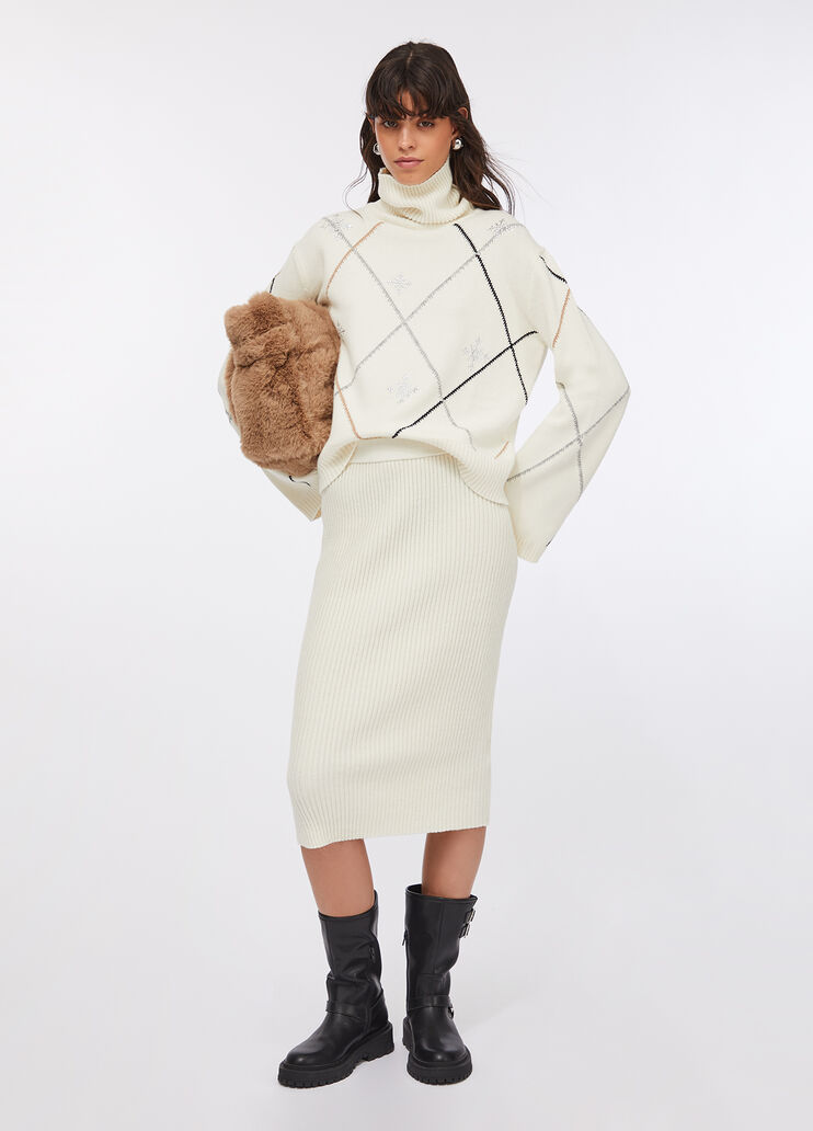 Dolcevita jacquard con strass bianco Liu Jo - large image number 5