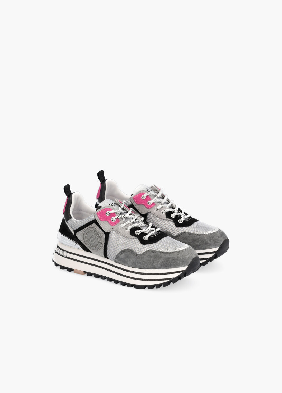 Mesh and suede platform sneakers grey Liu Jo - large image number 2