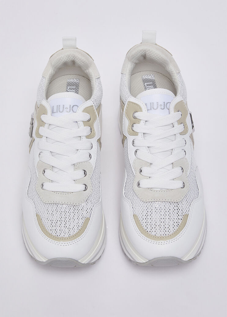 Sneakers &agrave; plateforme en mesh avec paillettes blanc Liu Jo - large image number 3