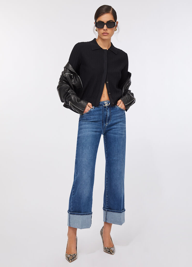 Cropped jeans with turn-ups blue denim Liu Jo - medium