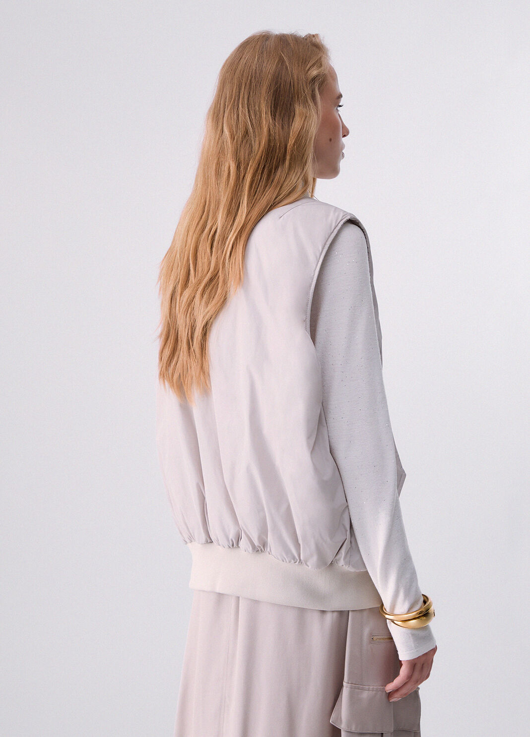 Oversized vest in glossy nylon white Liu Jo - large image number 1
