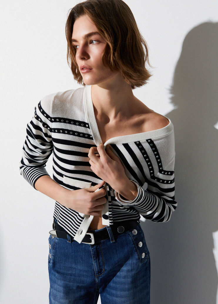 Gestreifter Cardigan schwarz Liu Jo - medium