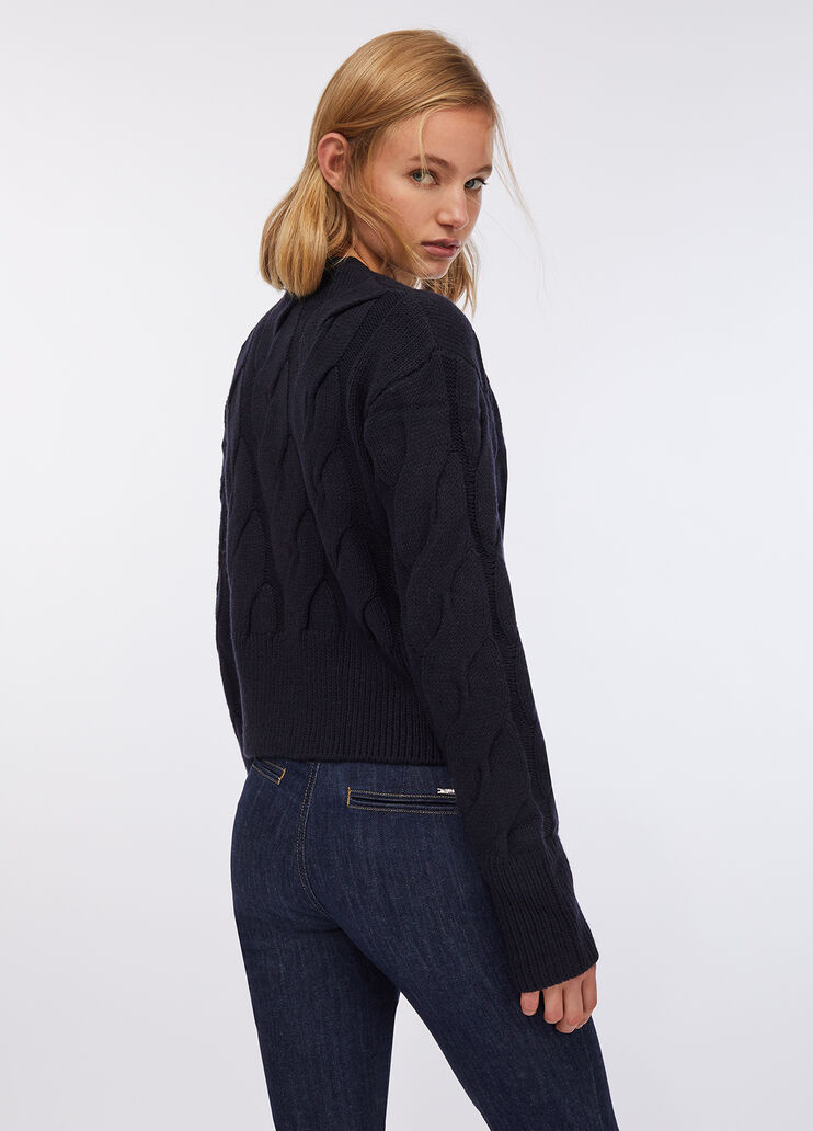 Cable knit wool cardigan sea blue Liu Jo - large image number 1