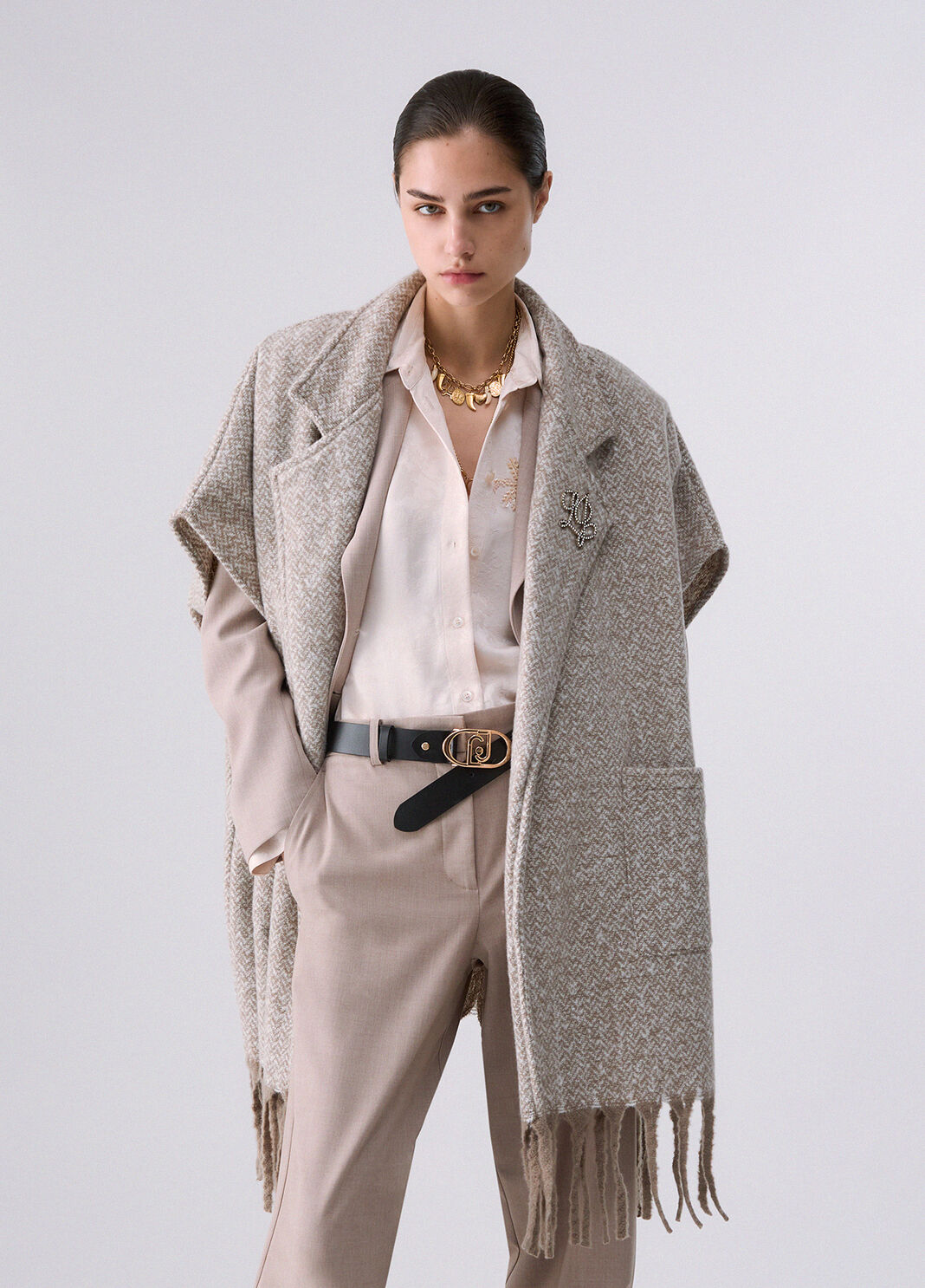 Long Jacquard Poncho grey Liu Jo - large image number 5
