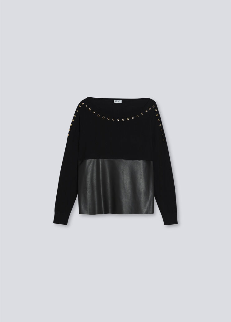 Pullover mit Nieten Schwarz Liu Jo - large image number 4 Pullover mit Nieten Schwarz Liu Jo - large image number 4