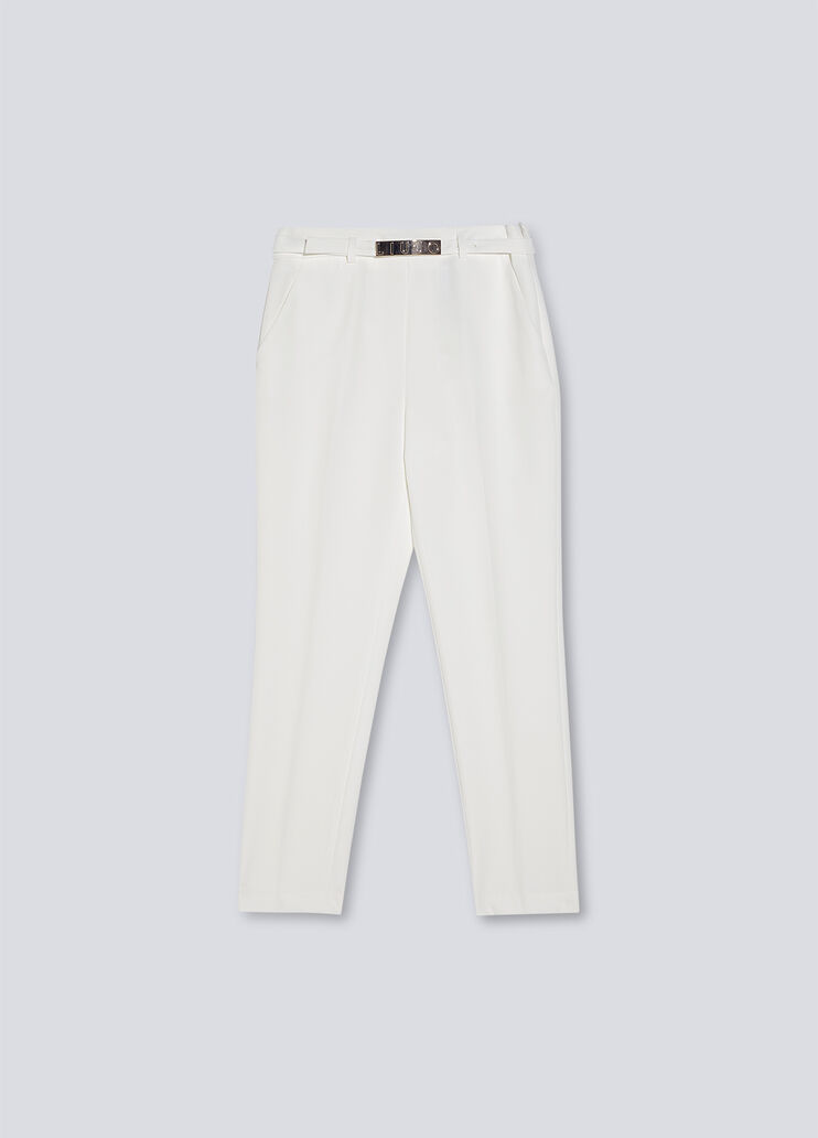 Chinos with belt white wool Liu Jo - large image number 4 Chinos with belt white wool Liu Jo - large image number 4