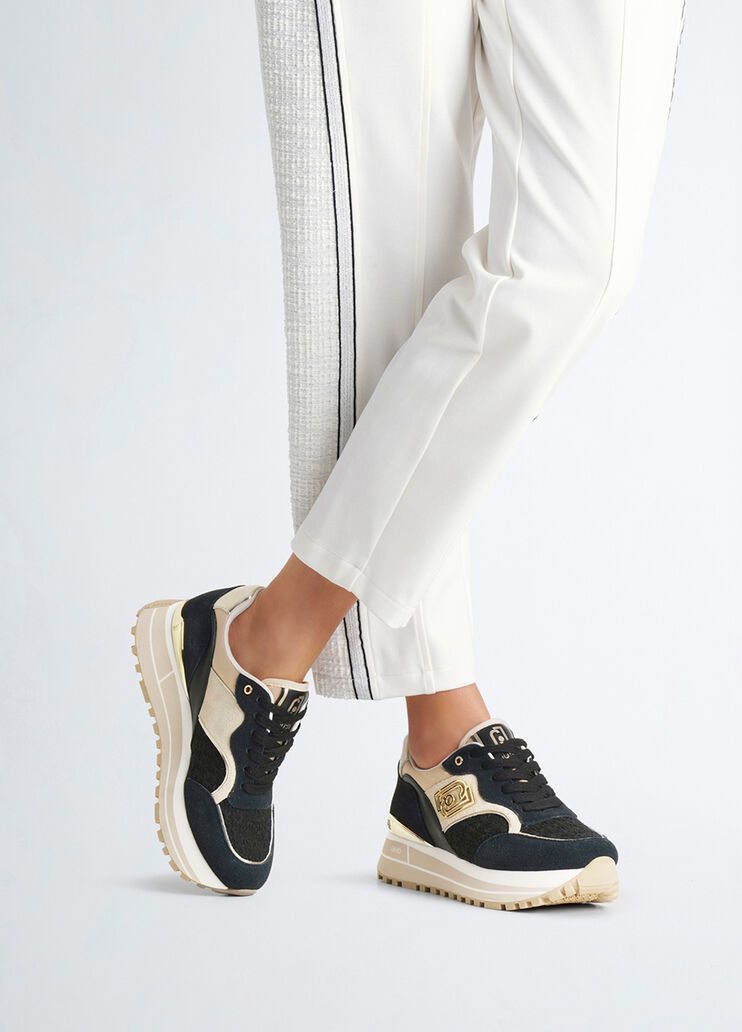 Platform sneakers with floral embroidery black Liu Jo - large image number 0 Platform sneakers with floral embroidery black Liu Jo - large image number 0