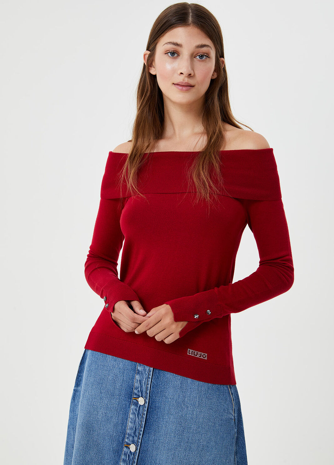 Jumper with Bardot neckline Cherry Red Liu Jo - large image number 0