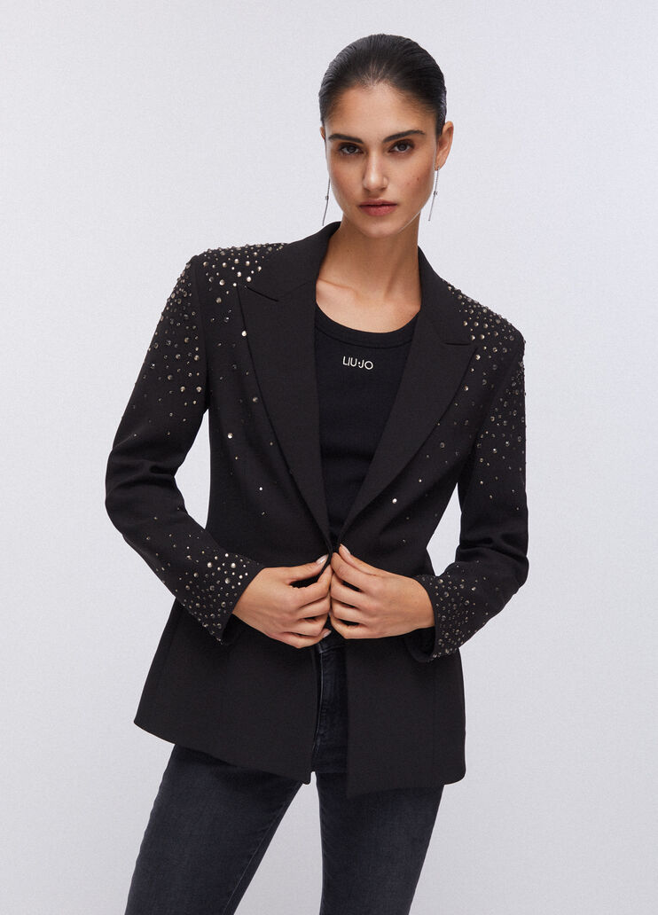 Slim fit blazer with jewel embroidery black Liu Jo - large image number 0