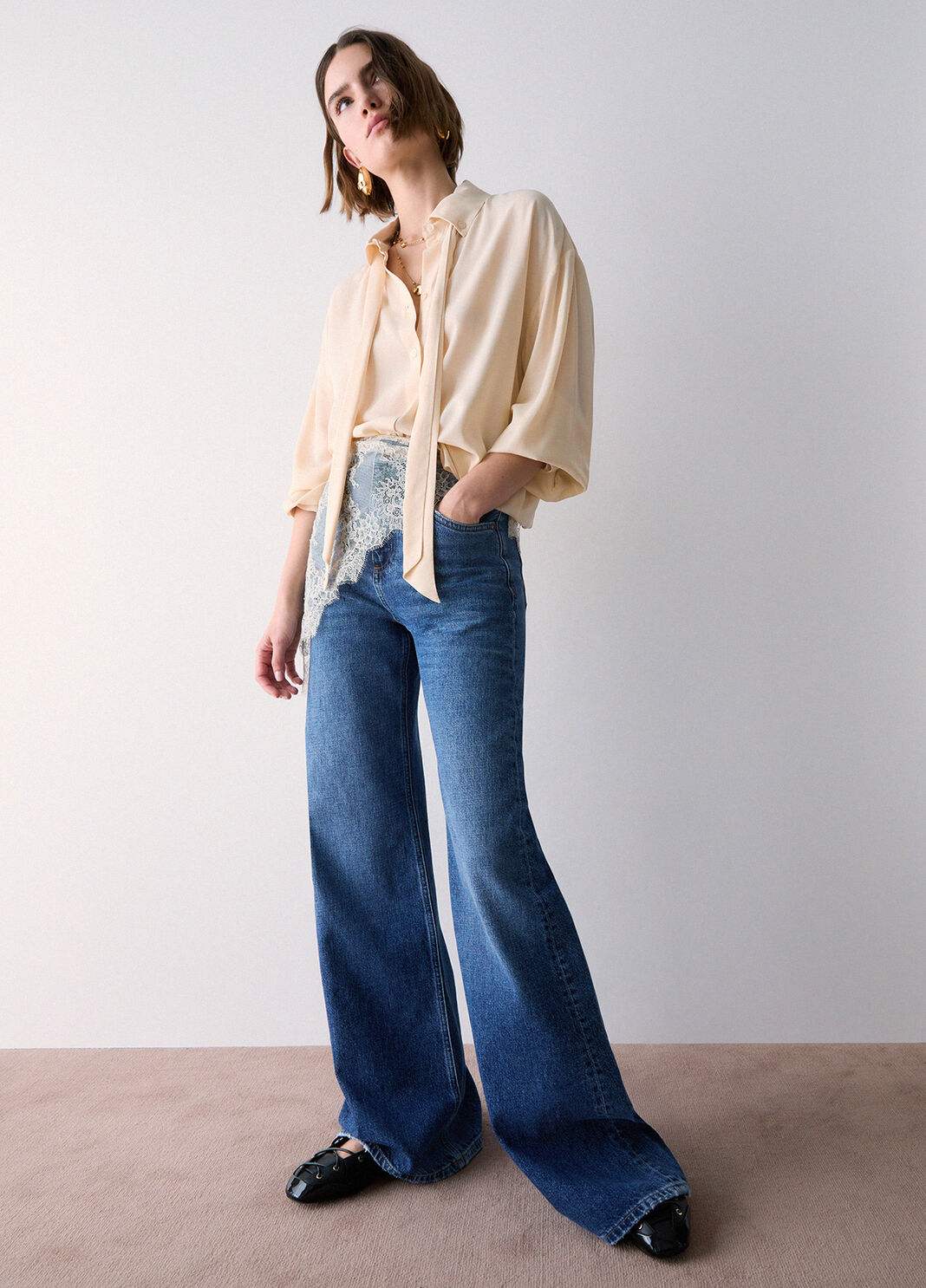 Jeans acampanados con bandana denim azul Liu Jo - large image number 2