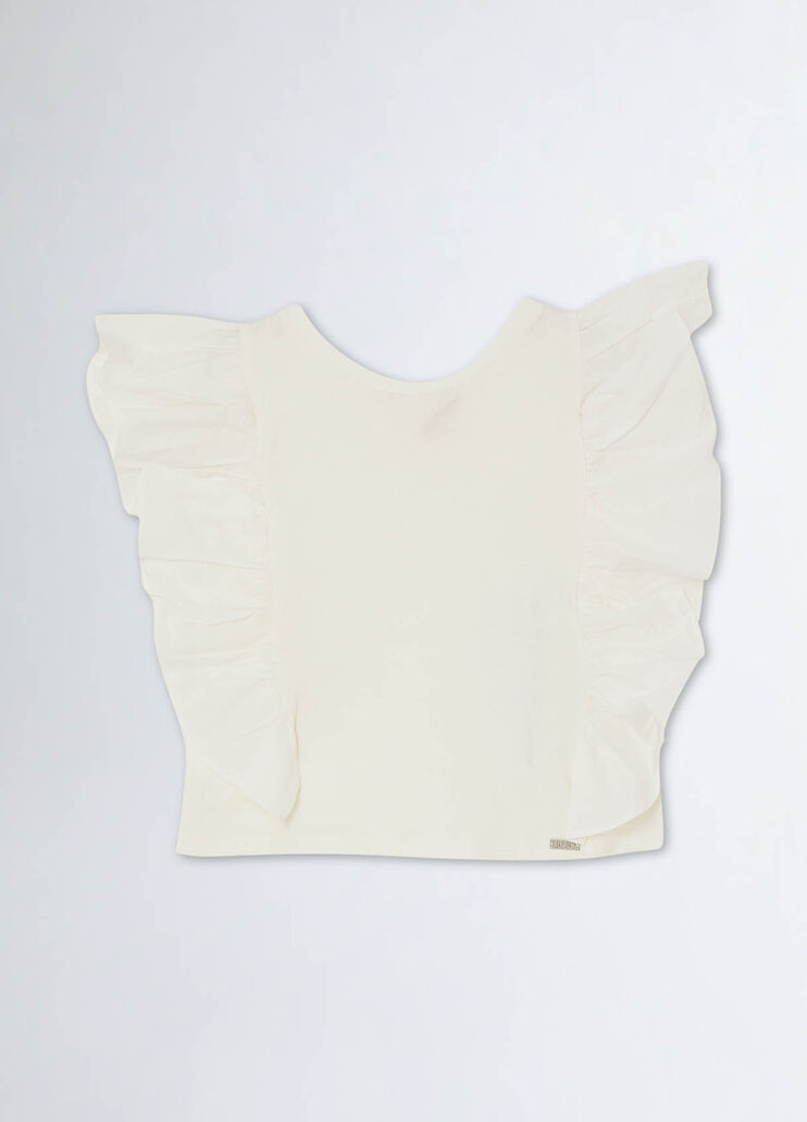 Poplin top with flounces white Liu Jo - medium Poplin top with flounces white Liu Jo - medium